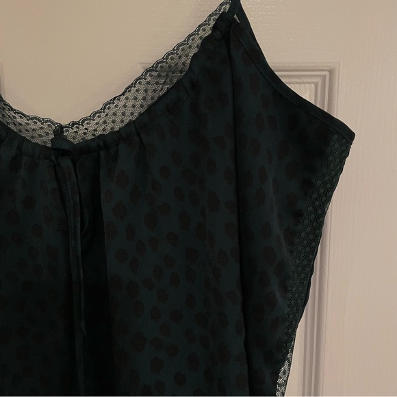Aerie Green Leopard Lace Trim Cami Small - Picture 2 of 6